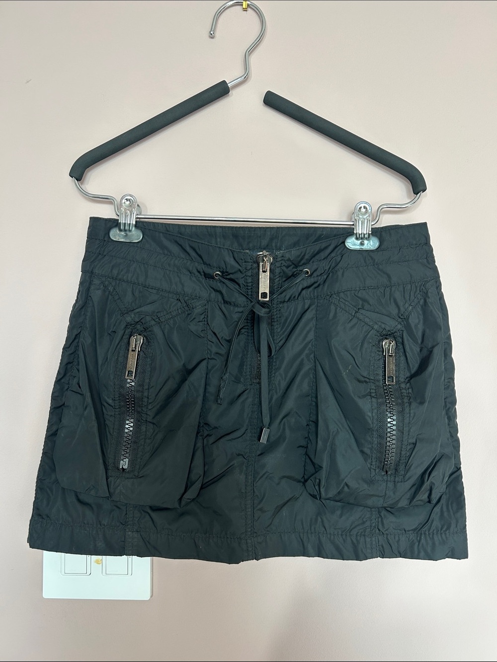 BURBERRY Black Drawstring Utility Mini Skirt Size 4 fits like XS/S